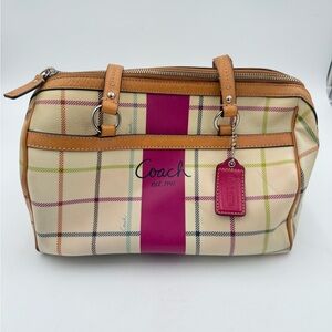 Rare Coach Y2K Tattersall Plaid Satchel Boston Bag F14791